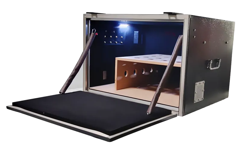 LBX3200 SWING-DOWN FRONT DOOR LOADING RF SHIELDED CHAMBER - LabiFix RF Shield Box, rear view
