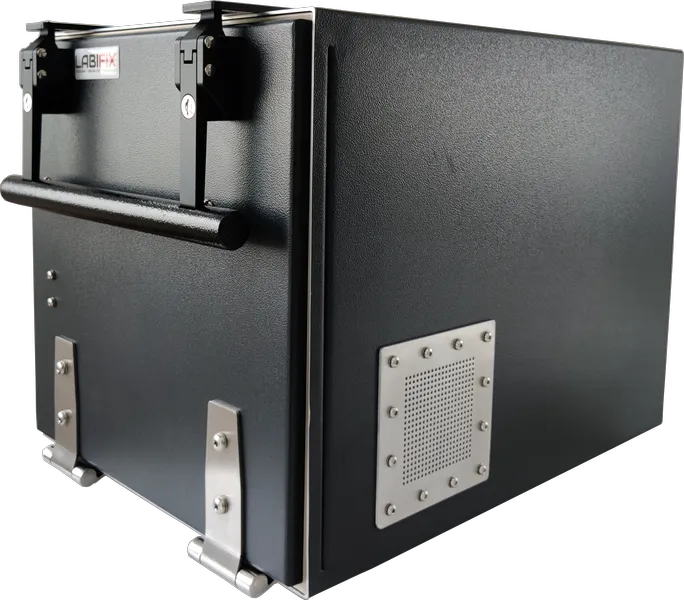 LBX3750 DOWN SWING FRONT LOADING RF SHIELDED CHAMBER - LabiFix RF Shield Box, front view