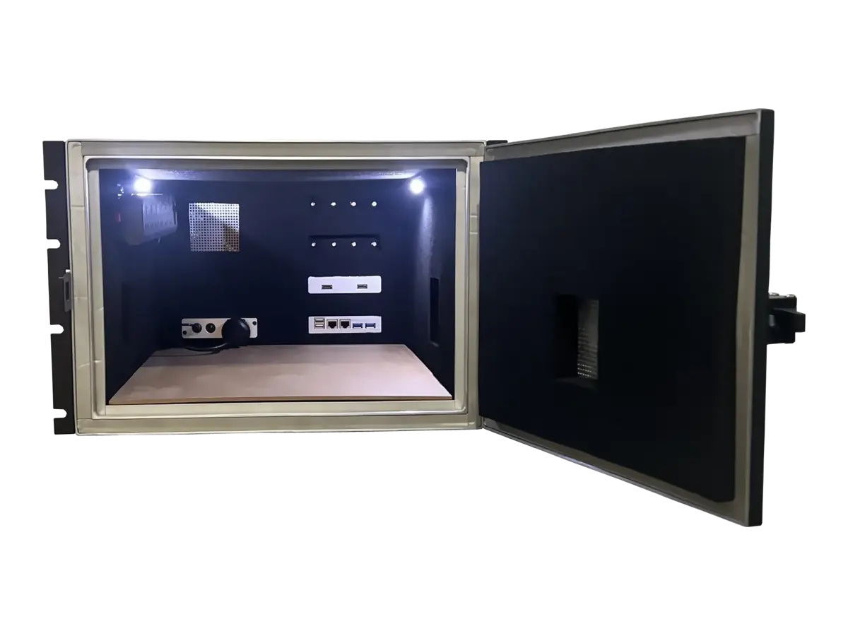 interior view of LBX2005 emc shielded enclosure for controlled rf isolation testing