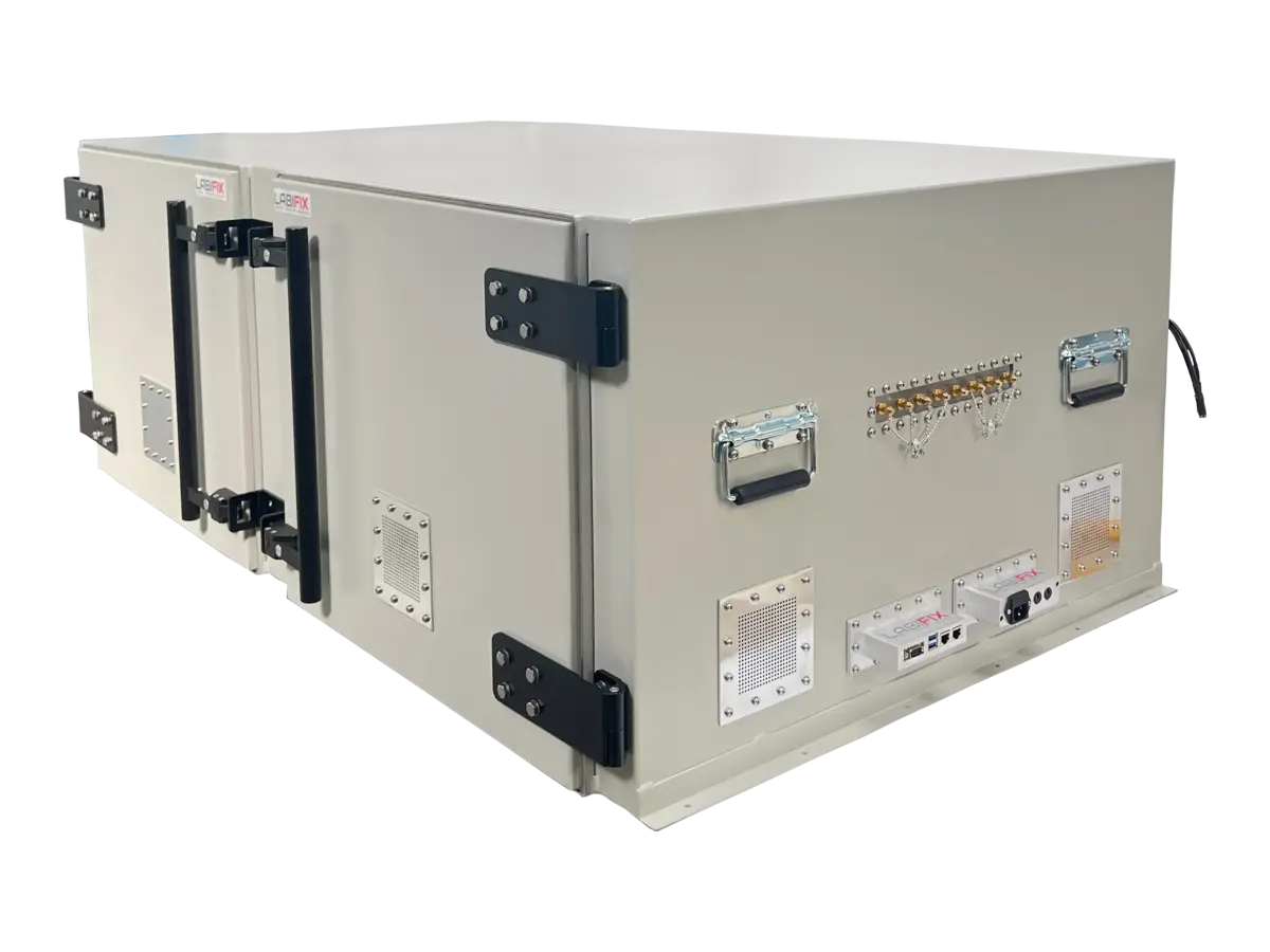front-left view of LBX7900 rackmount emi shield box for interference suppression testing
