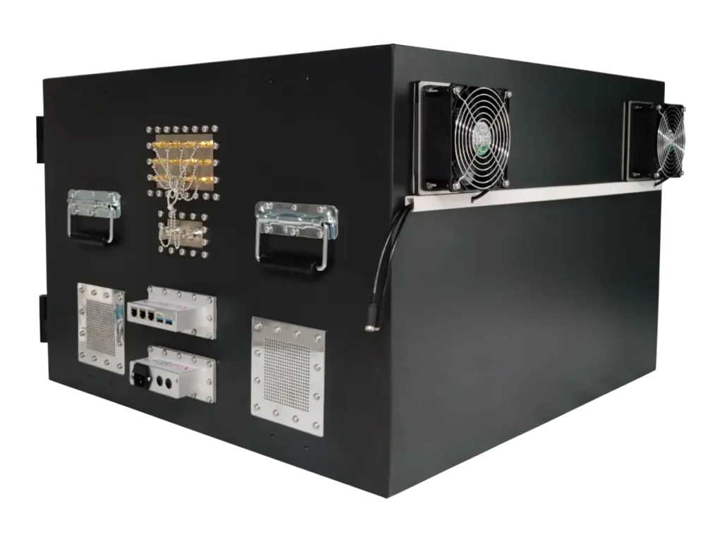 LBX5600 benchtop rf enclosure rear-left view for field communication equipment development