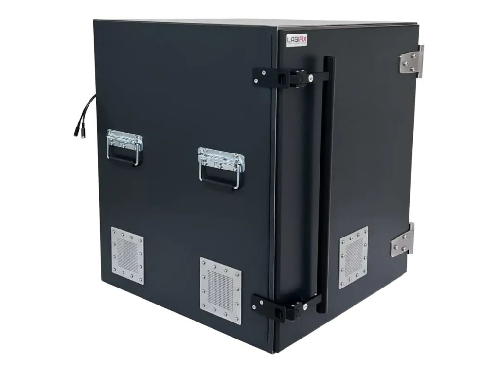 LBX6100 benchtop rf enclosure front-right view for autonomous mobility sensor validation