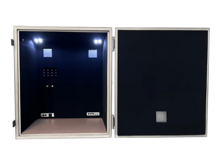 interior view of LBX6100 benchtop rf chamber for antenna diagnostics and communications board analysis