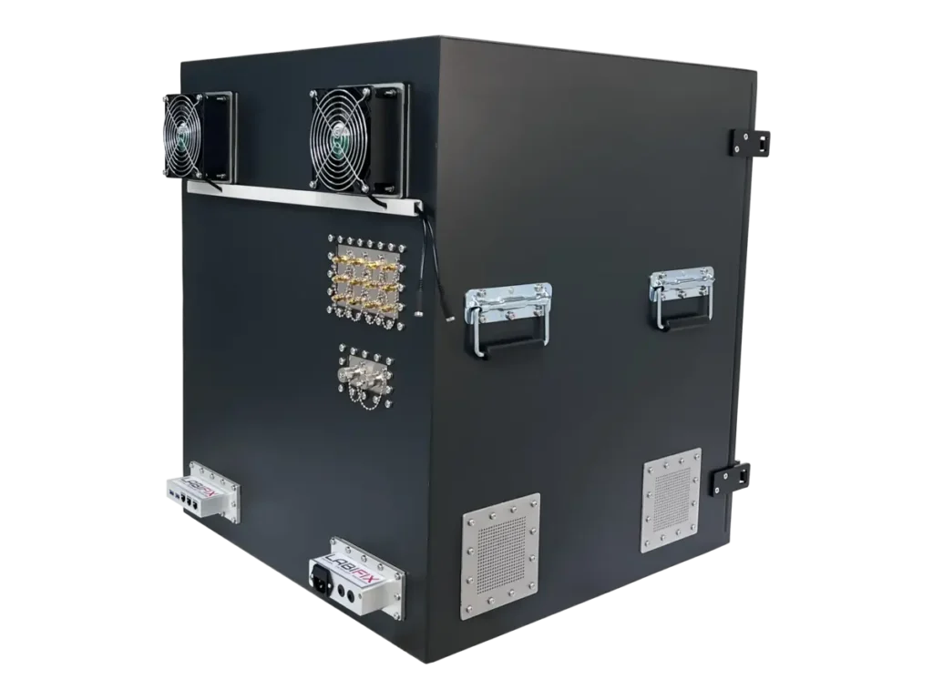 rear-right view of LBX6100 benchtop wireless enclosure for smart infrastructure hardware engineering