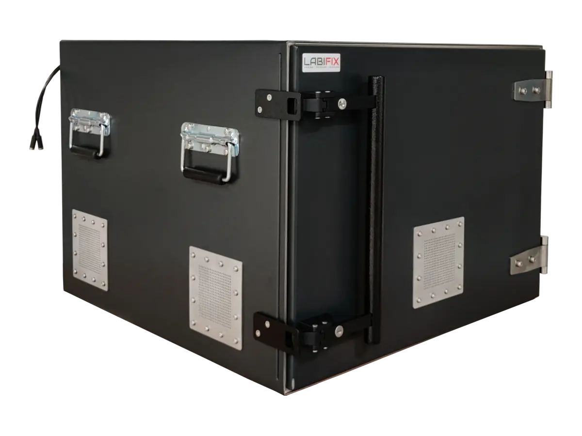LBX5050 benchtop rf isolation box front-right view for bluetooth coexistence and iot testing
