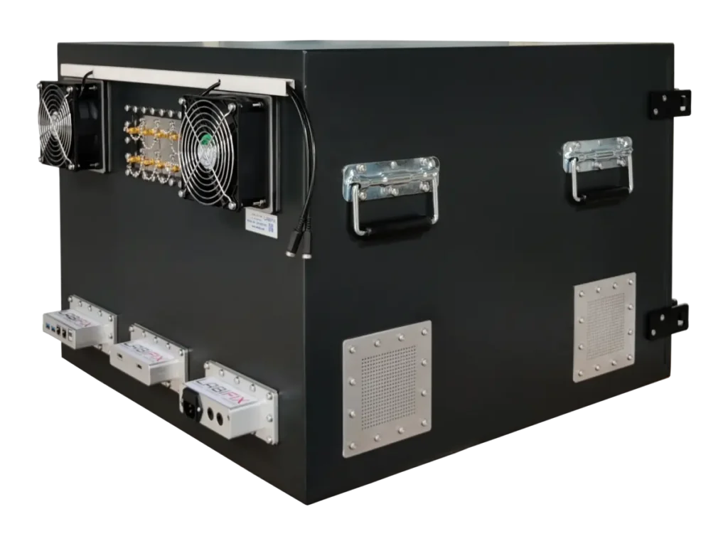 rear-right view of LBX5050 benchtop wireless isolation enclosure for 5g and lte module tuning