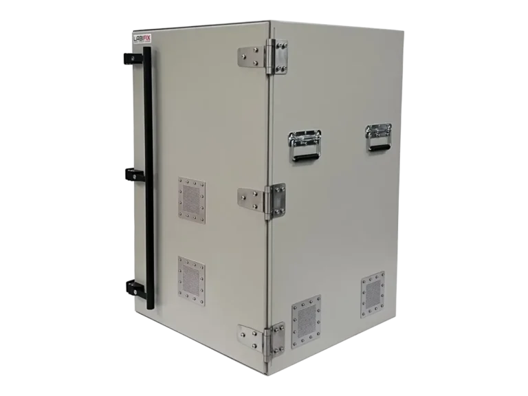 front-left view of LBX6010 benchtop rf isolation box for secure embedded wireless testing