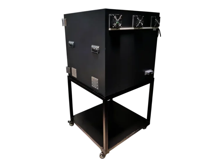 LBX7050 standalone RF isolation chamber rear-left view for medical electronics compliance