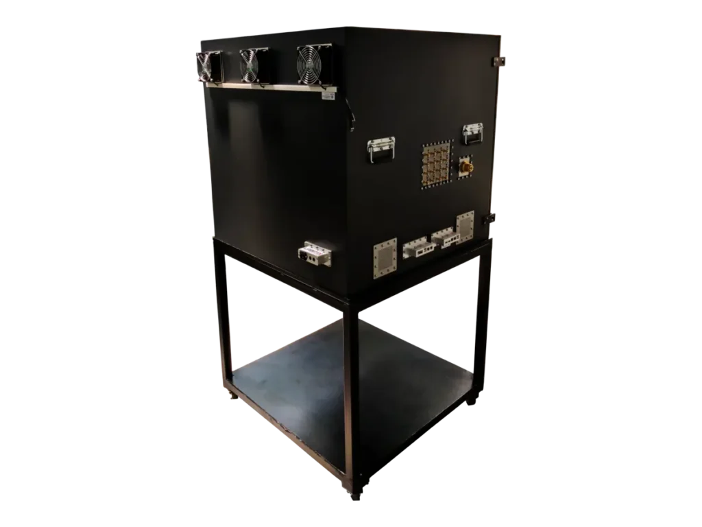 rear-right view of LBX7050 standalone RF isolation chamber for industrial automation and robotics testing