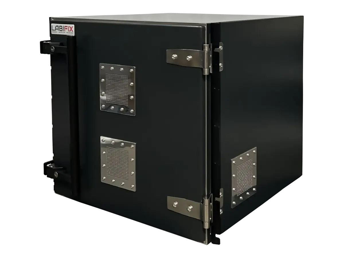 front-left view of LBX5200 rackmount rf shielded cabinet for wireless coexistence testing