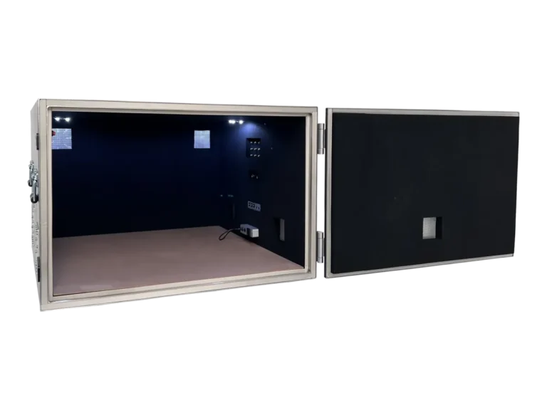 interior view of LBX5750 benchtop rf chamber for pcb analysis and antenna diagnostics