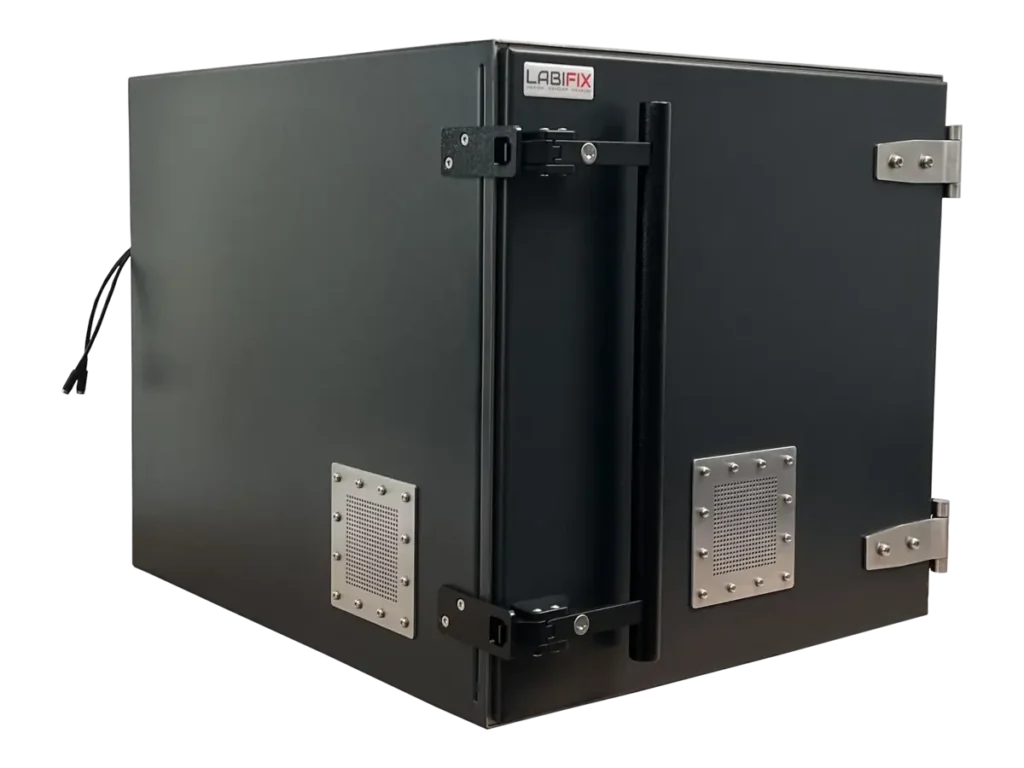 LBX6250 benchtop rf shielded enclosure front-right view for defense wireless subsystem testing
