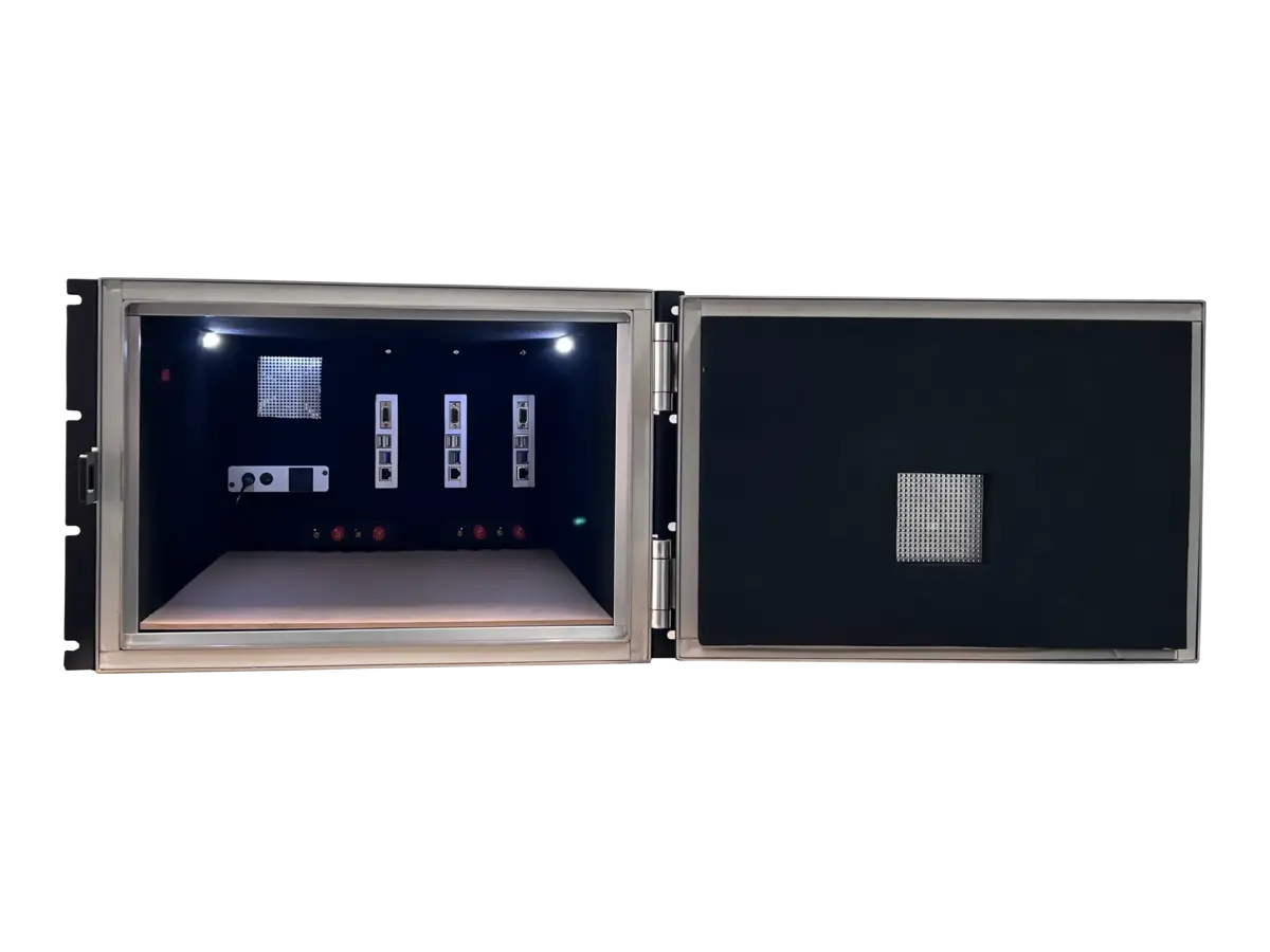 interior view of LBX2002 rf shielded enclosure with absorber layout for mimo testing