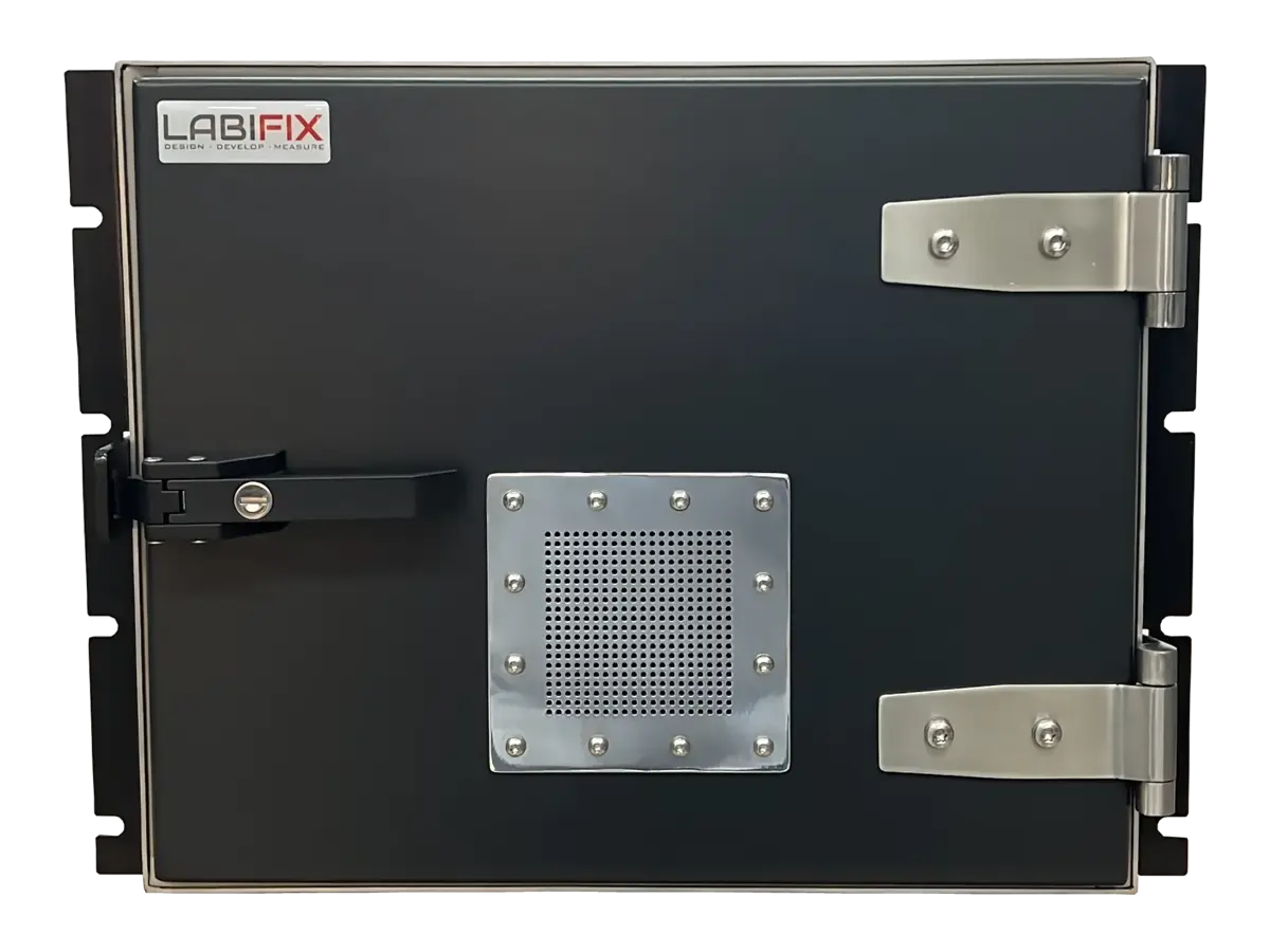 front view of LBX2100 rackmount rf enclosure system for coordinated device validation