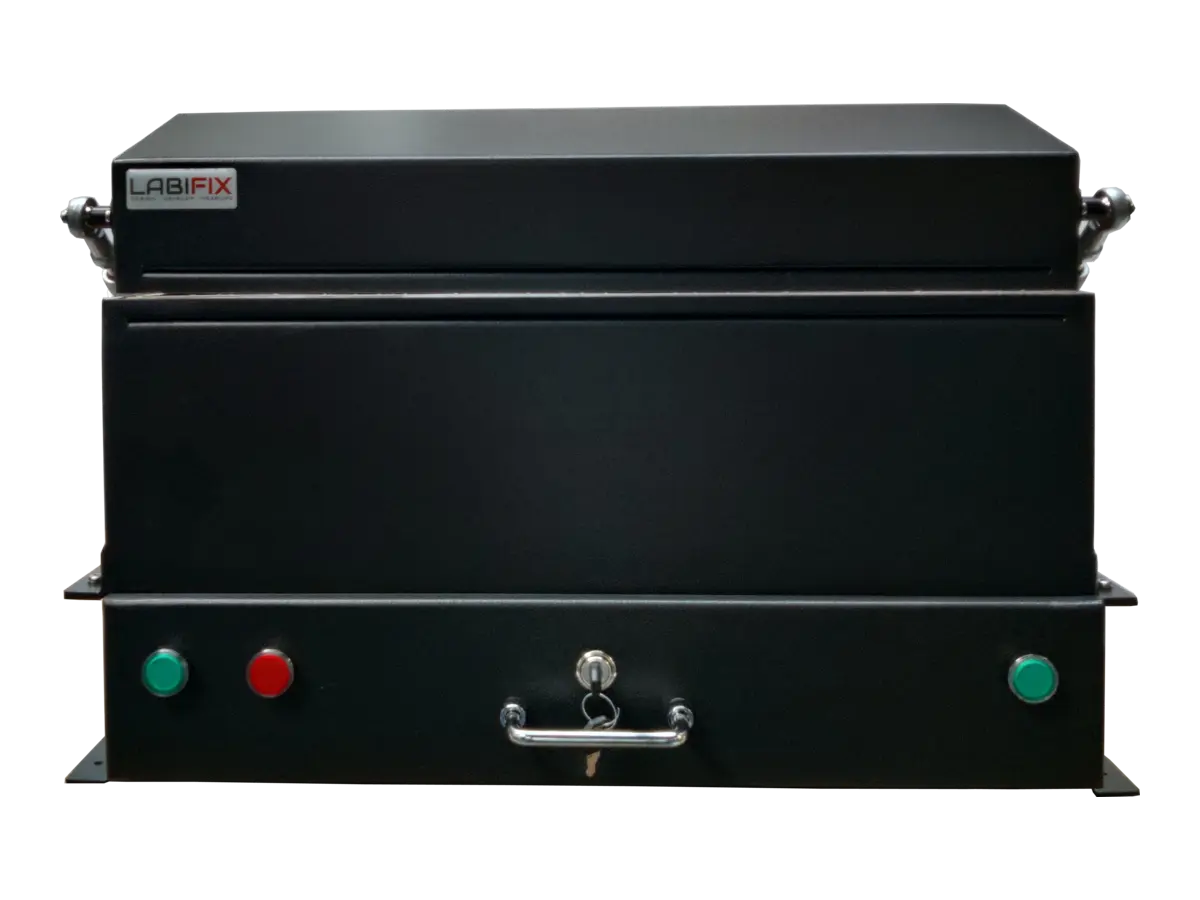 front view of LBX3000 pneumatic RF shielded test enclosure for semiconductor production and RF certification
