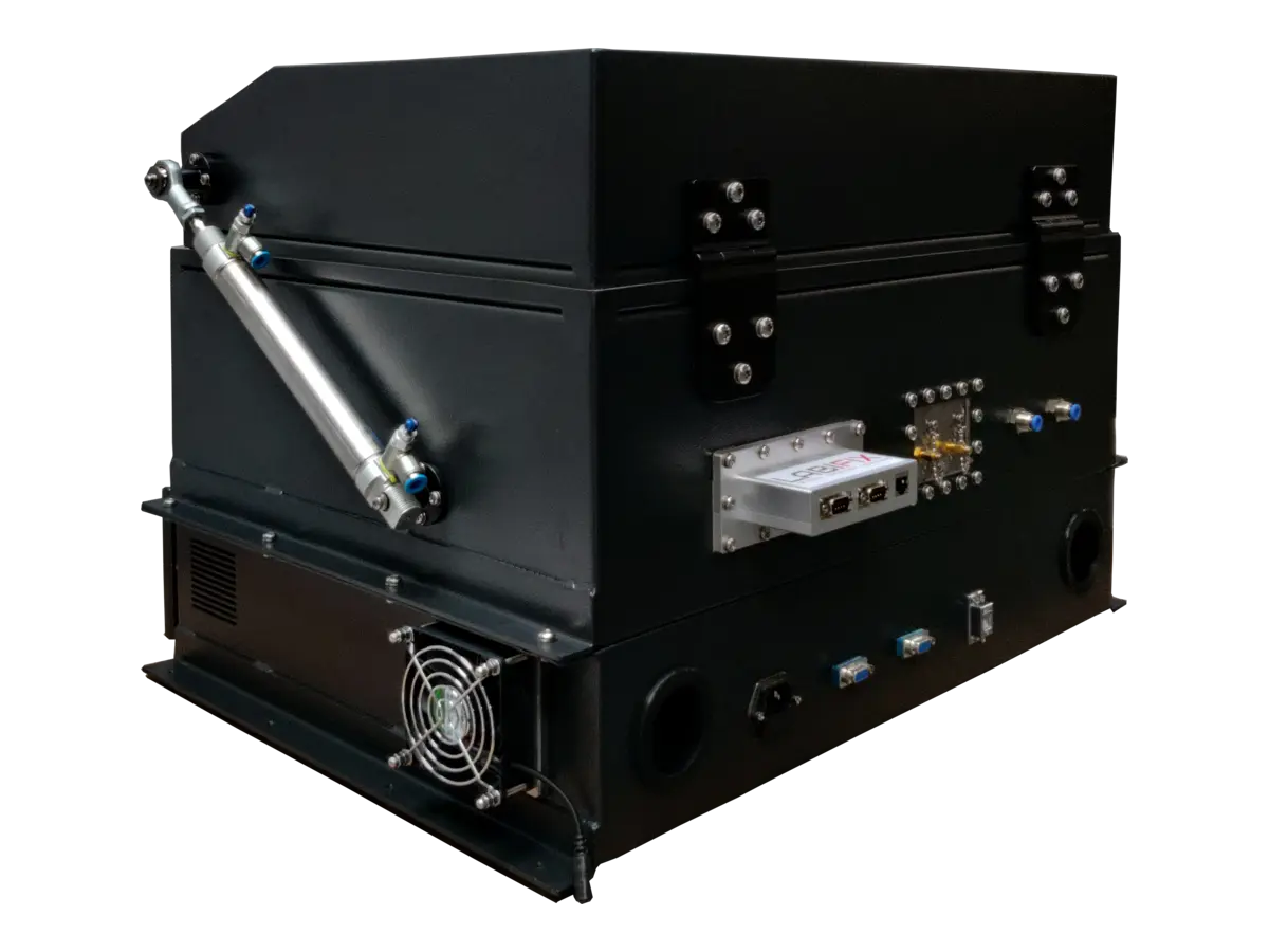 LBX3000 pneumatic RF shielded enclosure rear-left view for medical electronics manufacturing and regulated device testing