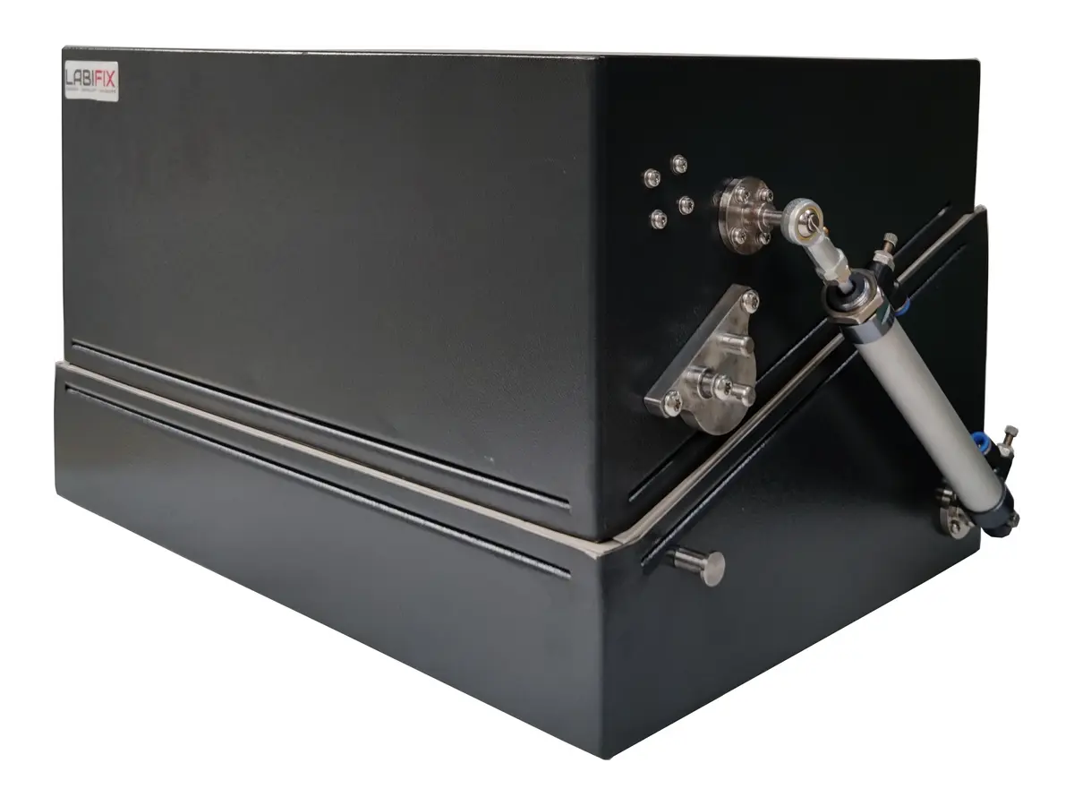 front-left view of LBX3500 pneumatic RF test box for industrial sensor calibration and factory communication devices